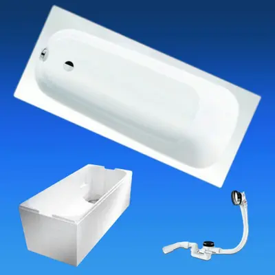 Stahl Badewanne 170x75 made by Kaldewei 3,5 mm Set Wannenträger Ablaufgarnitur