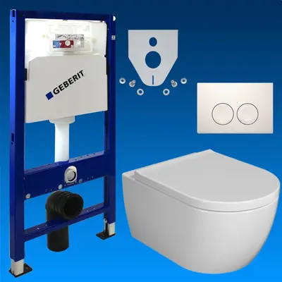 Geberit Vorwandelement WC Set WISA Design WC spülrandlos Sitz Delta25 Gäste WC