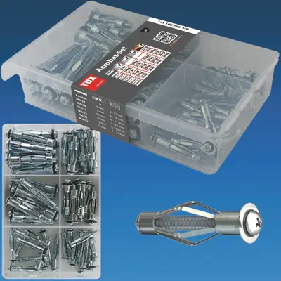 TOX Metall Hohlraum Dübel Sortiment Acrobat Set 60 tlg Trockenbau Gipskarton