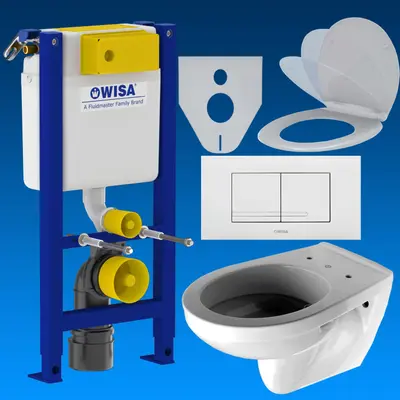 Komplett Set Vorwandelement 83 cm WISA Wand Tiefspül WC WC-Sitz Absenkautomatik