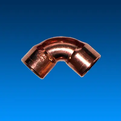 Kupferbogen 90° m. 2 Muffen, Größe: 12 - 54 mm #5002a Lötfitting Löt Fitting