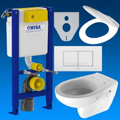 Komplett Set Vorwandelement 83 cm WISA Wand Tiefspül WC WC-Sitz WC Betätigung