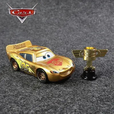 Disney Pixar Cars Gold Nr.95 McQueen Legierung Trophäe Druckguss tragbares