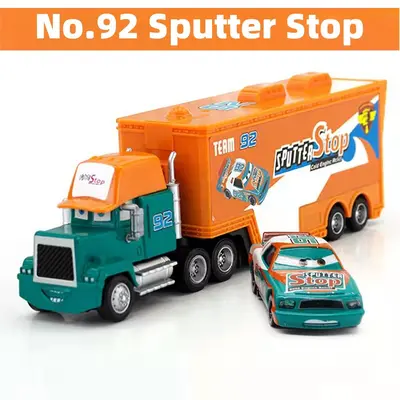Set of 2 Disney Pixar Cars No.92 Sputter Stop Hauler Truck Diecast Toys 1:55 Car