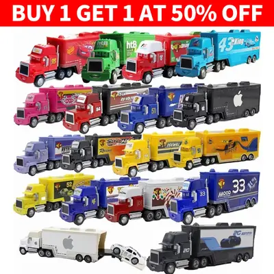 Disney Pixar Cars Lightning McQueen Jackson Storm Mack Transport Truck +Car