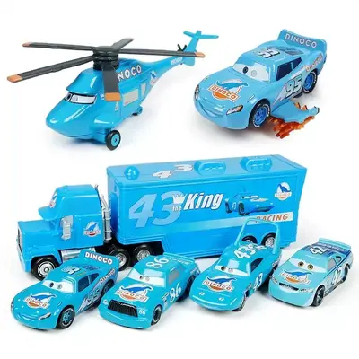 7er-Set Pixar Cars Dinoco Serie King & Lightning McQueen Gussauto Kind Geschenk