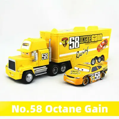 Set of 2 Disney Pixar Cars No.58 Octane Gain Hauler Truck Alloy Model Toy Gift