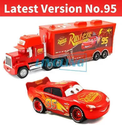 2er Set Disney Pixar Cars Nr.95 3rd McQueen Mack & Hauler Truck Diecast