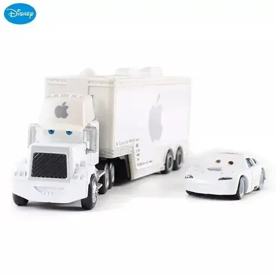 Set of 2 Disney Pixar Cars 1:55 No.84 White Apple Hauler Truck Diecast car Toys~