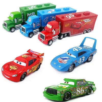 6er-Set Disney Pixar Cars McQueen King Chick Hicks Mack Gussauto Kind Geschenk