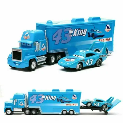 New Disney Pixar Cars NO.43 King & Dinoco Mack Truck 1:55 Diecast Toy Car Loose~