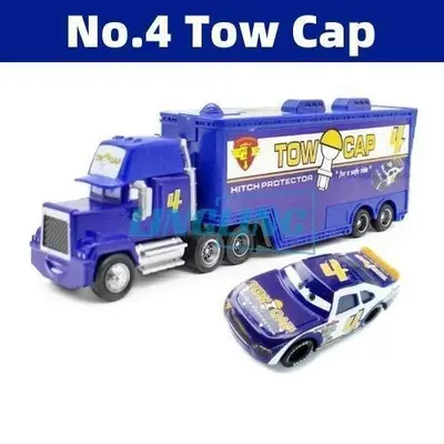 Set of 2 Disney Pixar Cars No.4 Tow Cap Hauler Truck Die-cast Model Toy Kid Gift