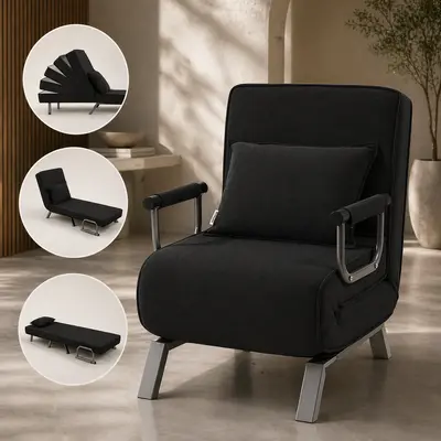 Makika Schlafsofa Klappsofa Sofabett Schlafsessel Klappbar Armlehne Gästebett