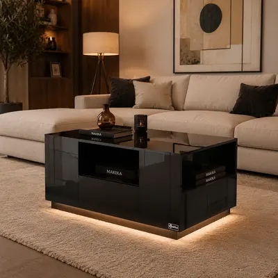 Makika Couchtisch LED Wohnzimmertisch Sofatisch Beistelltisch Kaffeetisch