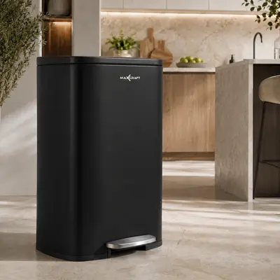 MAXCRAFT Mülleimer Abfalleimer Treteimer Soft Close Edelstahl Eimer 50L