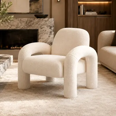 Makika Loungesessel Einzelsofa Boucle Armlehnstuhl Relaxsessel Polstersessel