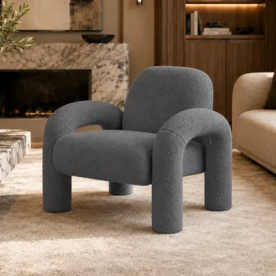 Makika Loungesessel Einzelsofa Boucle Armlehnstuhl Relaxsessel Polstersessel
