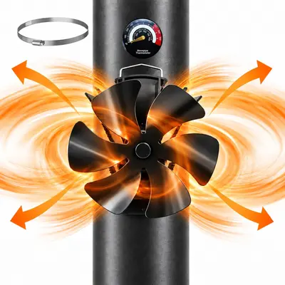 Kaminventilator Ofenventilator Kaminlüfter Warmluftverteiler stromlos Ofenrohr