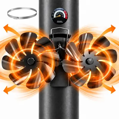 Doppel Kaminventilator Ofenventilator Kaminlüfter Warmluftverteiler stromlos