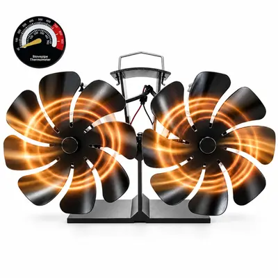 Kaminventilator Ofenventilator Kaminlüfter Warmluftverteiler stromlos doppelt