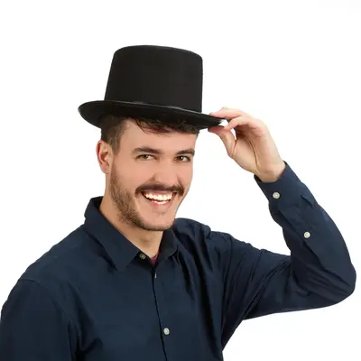 Zylinderhut schwarz, Einheitsgröße Magierhut für Fasching, Karneval Gentleman