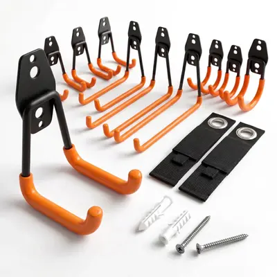 Wandhaken Gerätehalter Geräteaufhängung Garagenhaken Klettbänder 12-tlg. Set