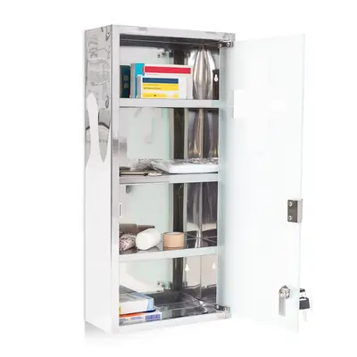 Medizinschrank Medikamentenschrank Apothekerschrank Erste-Hilfe-Schrank silber