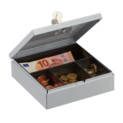 Geldkassette abschließbar Geldkasse Metall Geldzählkassette Kasse Geldbox grau