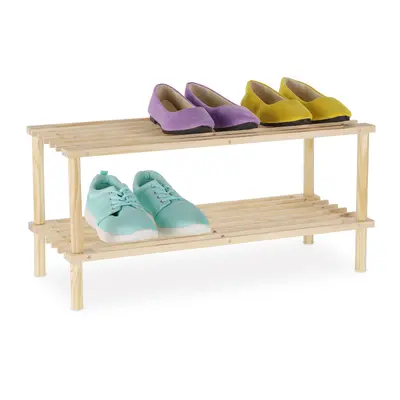 Schuhregal Schuhständer Holzschuhregal Schuhablage Schuhorganizer natur 2 Etagen
