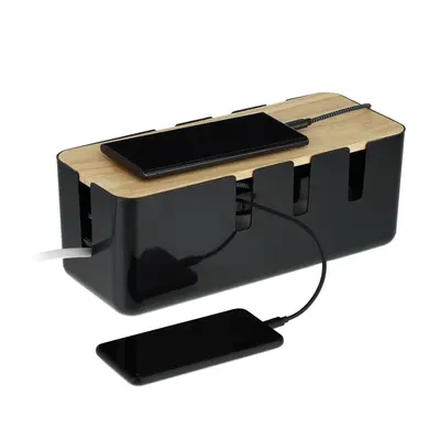 Kabelbox Kabelaufbewahrungsbox Steckdosenbox Kabelsammler Kabelkiste Holzdeckel