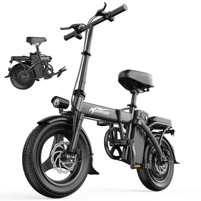 Klapprad E-Bike 14 Zoll Tire,Tragbares Elektrofahrrad mit 15Ah Abnehmbarem Akku