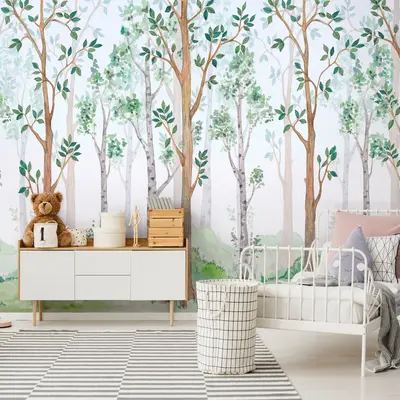 Fototapete Kinderzimmer Bäume Wald Kindertapete VLIES TAPETE XXL + KLEISTER