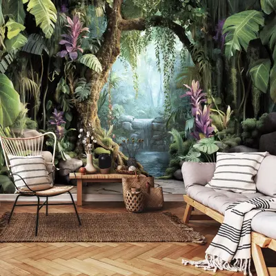 Fototapete Blätter Dschungel Grün Wohnzimmer Schlafzimmer VLIES TAPETE XXL 274