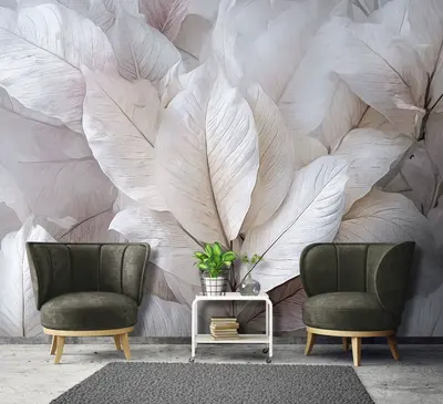 Fototapete Blätter Weiß Effekt 3D Wohnzimmer VLIES TAPETE XXL + KLEISTER 358