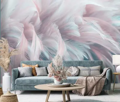 Fototapete Federn Rosa Pastell Modern Wohnzimmer VLIES TAPETE XXL + KLEISTER