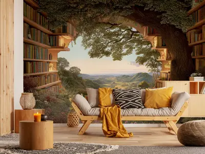 Fototapete Tunnel Natur Bücher Grün Wiese VLIES TAPETE XXL + KLEISTER 579
