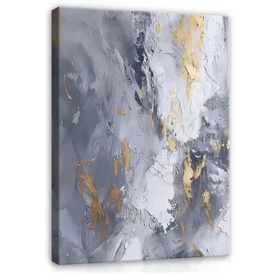 ABSTRAKT GOLD GRAU Leinwand Bilder Wohnzimmer groß Bild Leinwandbild Wandbilder