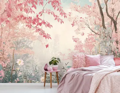 Fototapete Rosa Wald Natur Wohnzimmer VLIES TAPETE XXL + KLEISTER 222