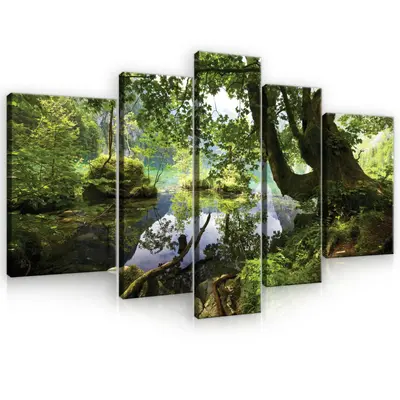 Leinwand Bilder Wandbilder SET 5 teilig Natur Wald Landschaft Wohnzimmer 106