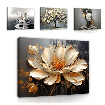 Leinwand Bilder Abstrakt Blumen XXL Modern Wohnzimmer Groß Leinwandbild Bild