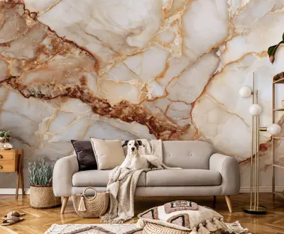 Fototapete Marmor Gold Orange Modern VLIES TAPETE XXL + KLEISTER 654