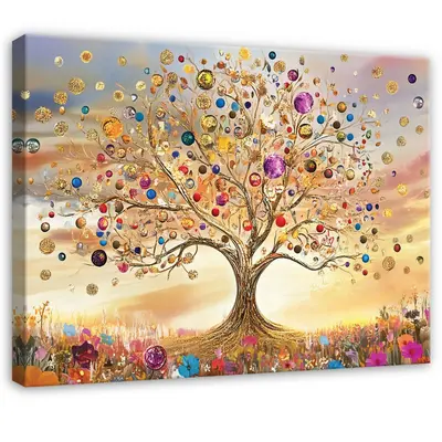 Leinwand Bilder Abstrakt Baum Beige Wandbilder XXL Groß Leinwandbild Wanddeko 11