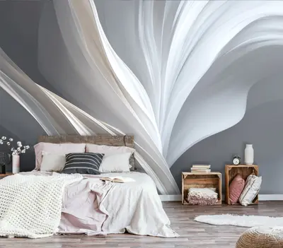 Fototapete Abstrakt Weiß Grau Modern Wellen VLIES TAPETE XXL + KLEISTER 624