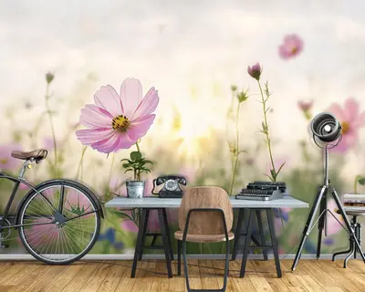 Fototapete Blumen auf der Wiese Wohnzimmer VLIES TAPETE XXL + KLEISTER 213
