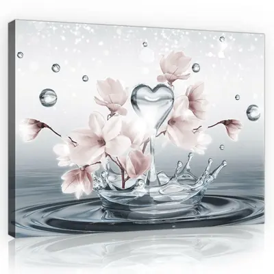 Leinwand Bilder Blumen Abstrakt Grau XXL Wandbilder Modern Leinwandbild Deko