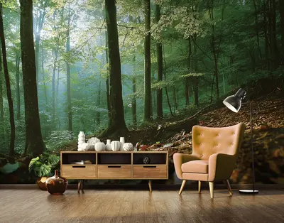 Fototapete Wald Natur Grün 3D Effekt Wohnzimmer VLIES TAPETE XXL + KLEISTER 334