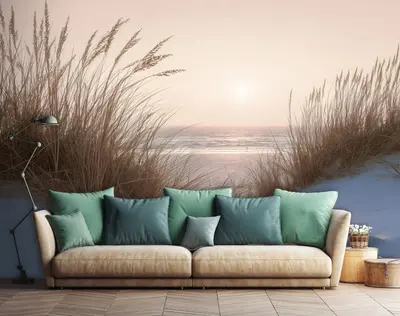 Fototapete Strand Natur Ozean Sonne Gras Sand VLIES TAPETE XXL + KLEISTER 444