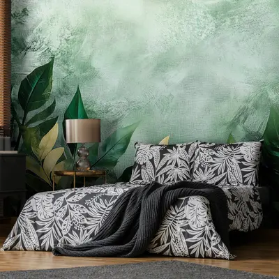 Fototapete Blätter Natur Grün Pflanzen Wohnzimmer VLIES TAPETE XXL + KLEISTER