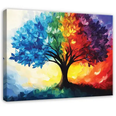 Leinwand Bilder Abstrakt Baum Bunt Wandbilder XXL Groß Leinwandbild Wanddeko 34