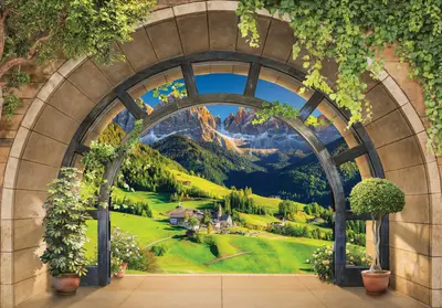 Fototapete 3D EFFEKT Fenster Berge Natur Alpen Landschaft VLIES TAPETE XXL